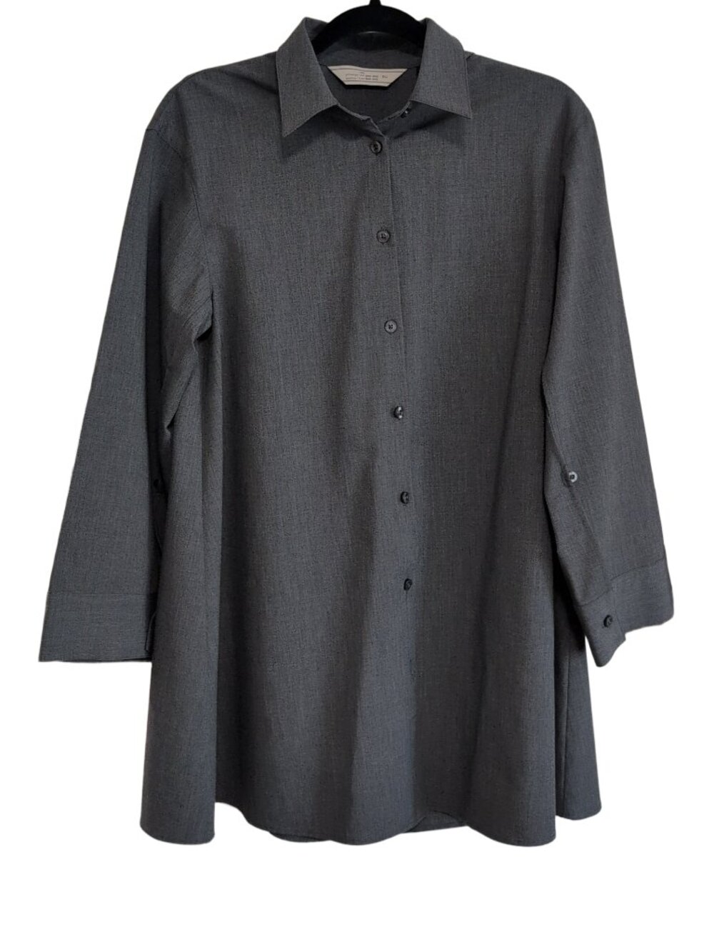 GU rokh Long Sleeve Button Down Shirt Sz Small Oversized Japanese Charcoal Grey